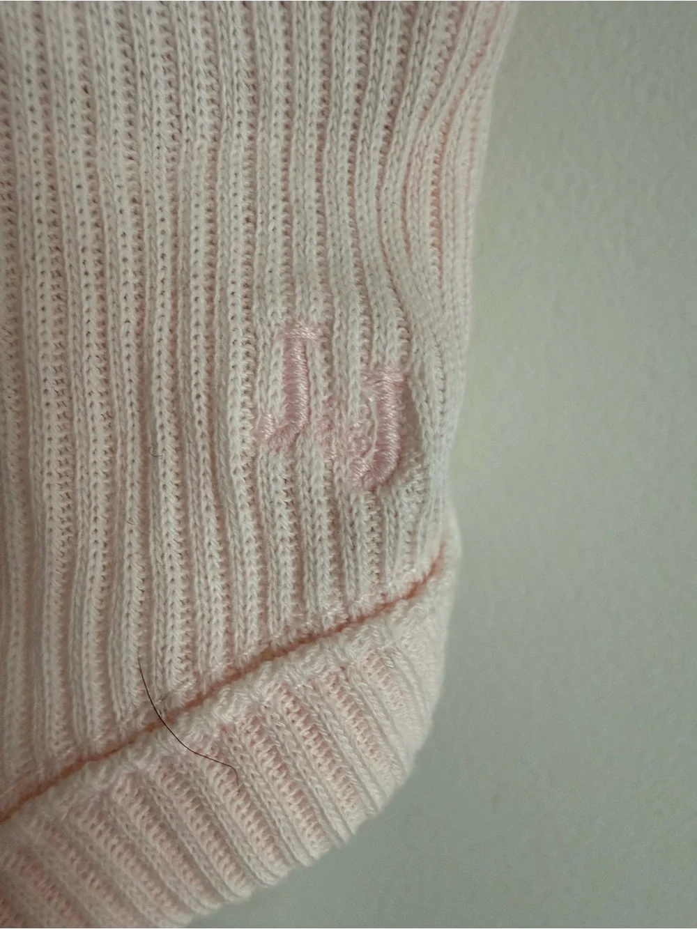 6-12m Janie and Jack Light Pink Ribbed Long-Sleeve Cotton Baby Onesie